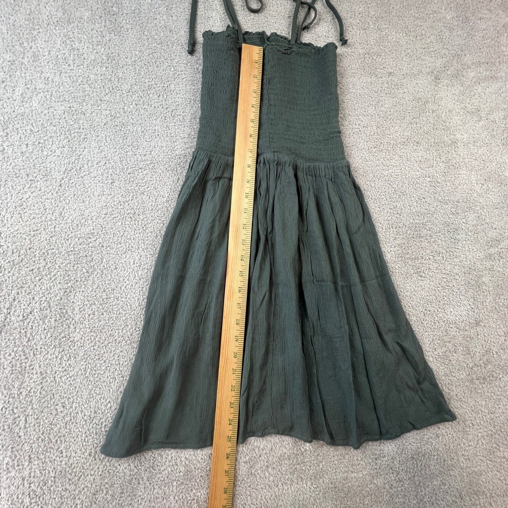 Boho Midi Dress Small Women's Natural Reflections Green Smocked Rayon Strap‎ - Picture 2 of 9